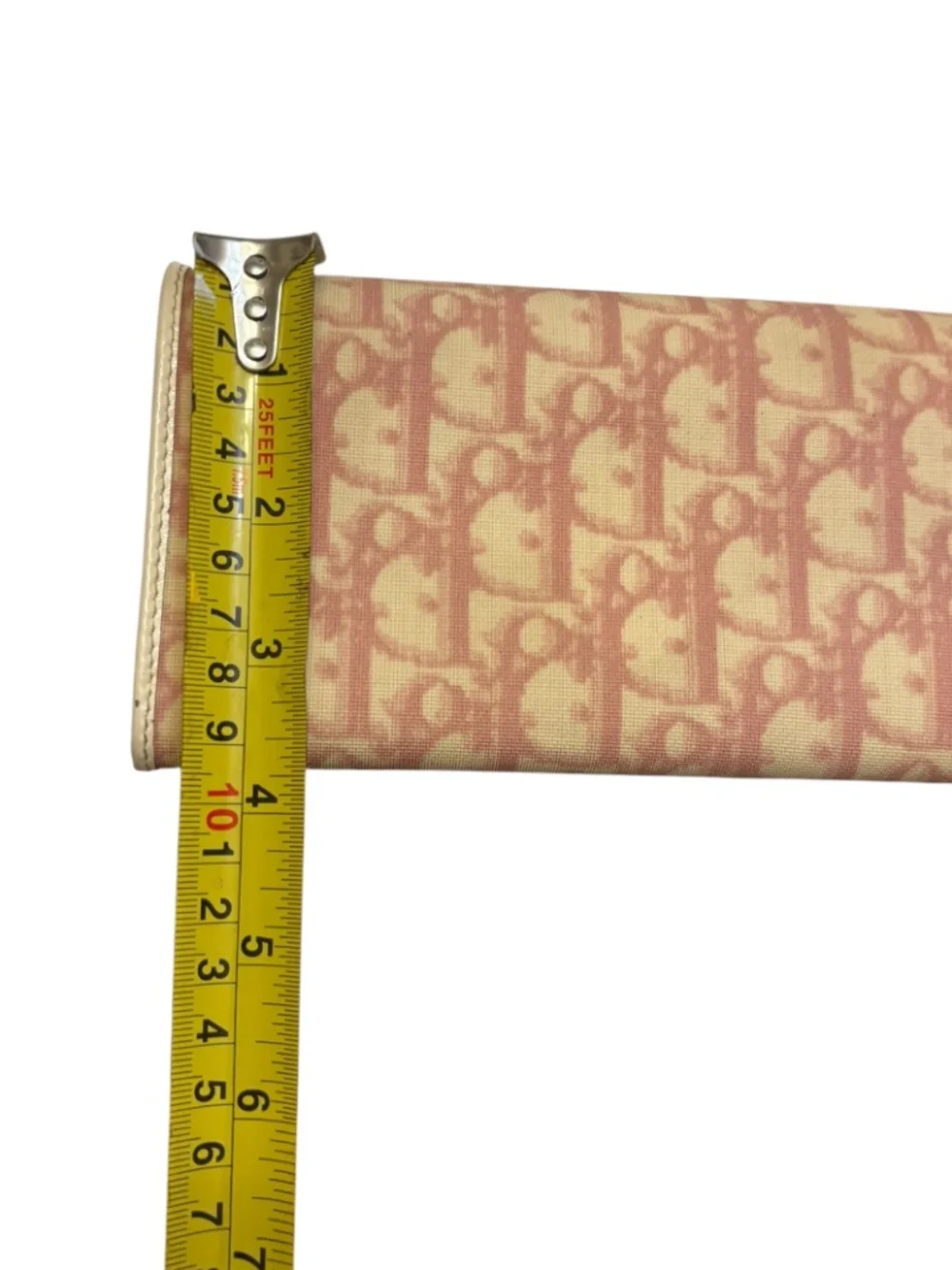 Dior Christian Dior pink and white/cream trotter wallet